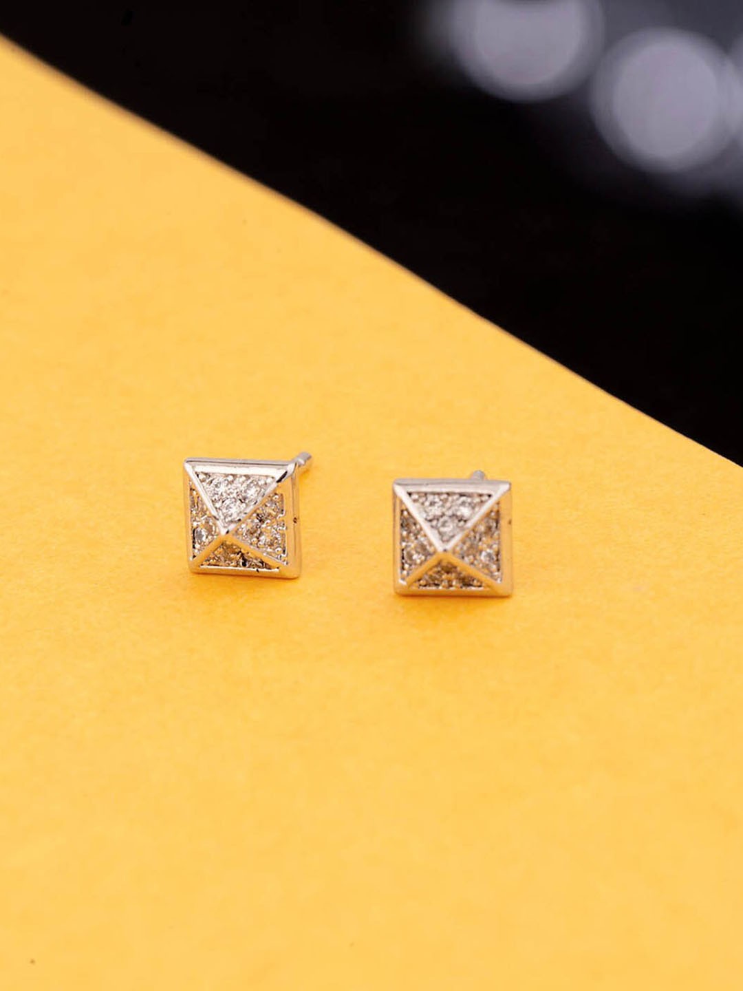 

Voylla Women Silver-Toned Studs Earrings