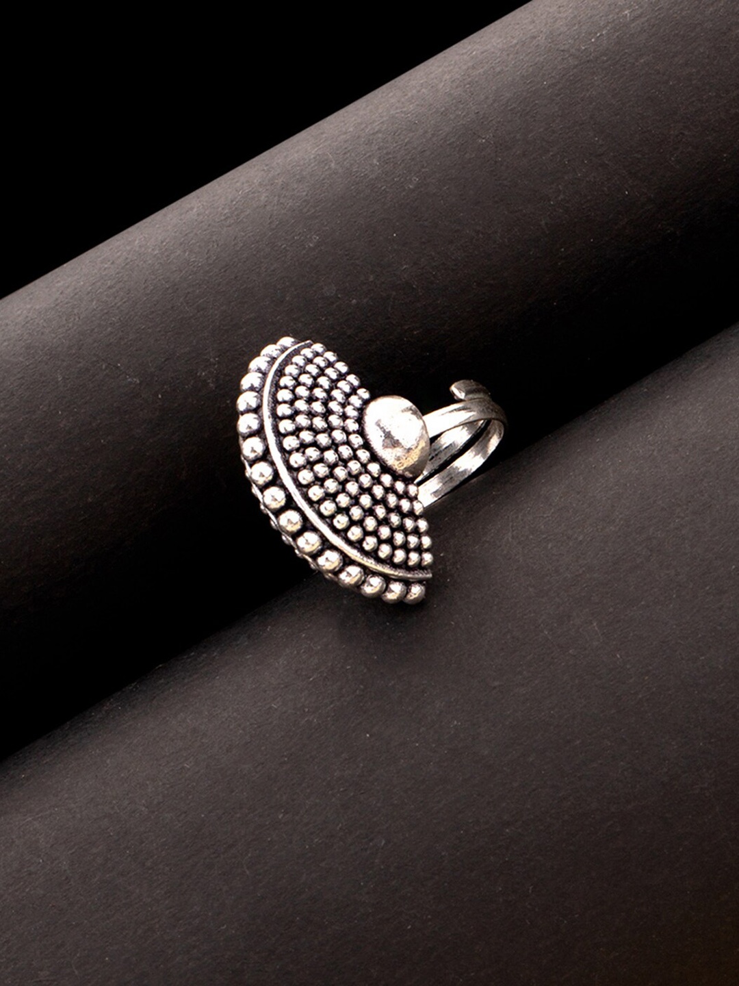 

Voylla Silver-Plated Oxidised Statement Finger Ring