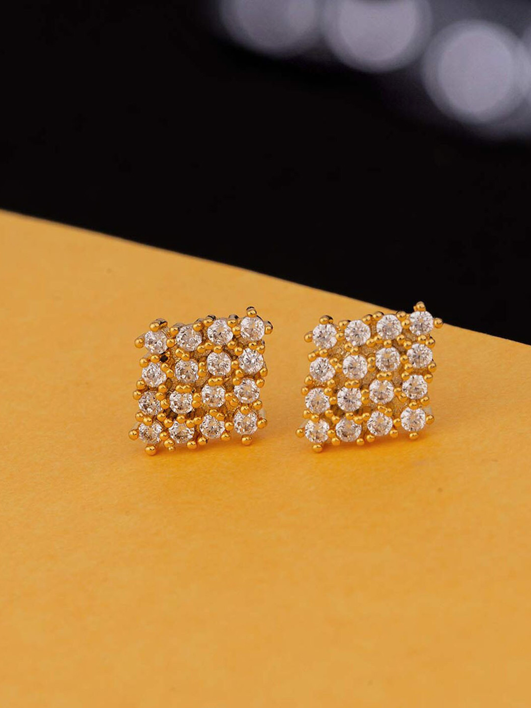 

Voylla Women Gold-Plated Diamond Shaped Studs Earrings