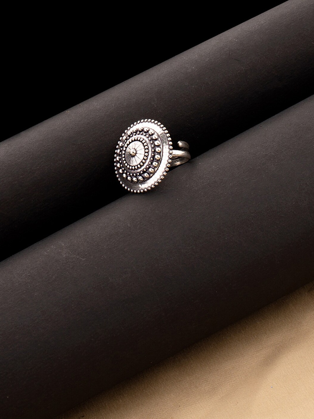 

Voylla Silver-Plated Oxidized Rava Ball Classy Statement Finger Ring
