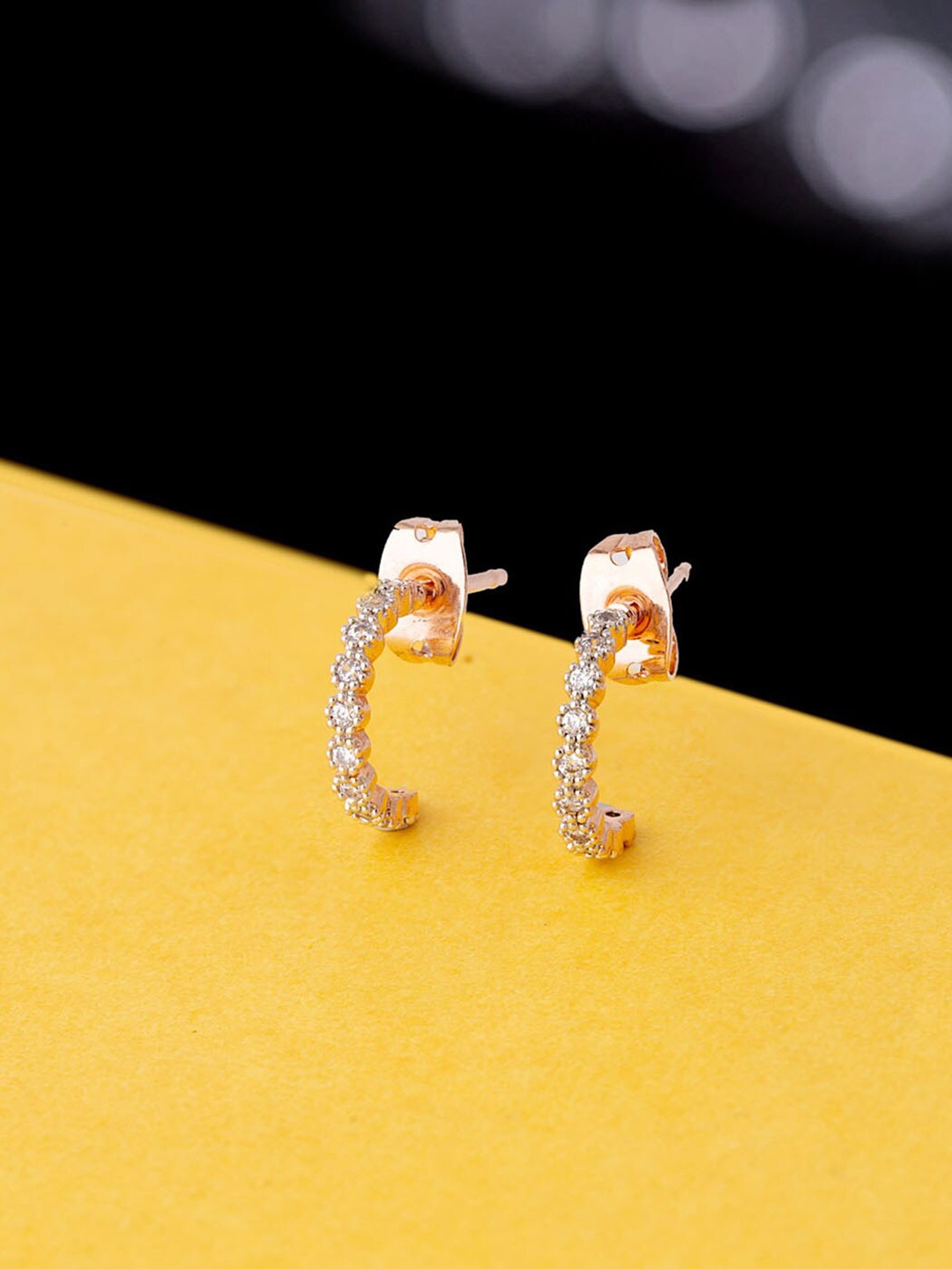 

Voylla Women Rose Gold-Plated Contemporary Half Hoop Earrings