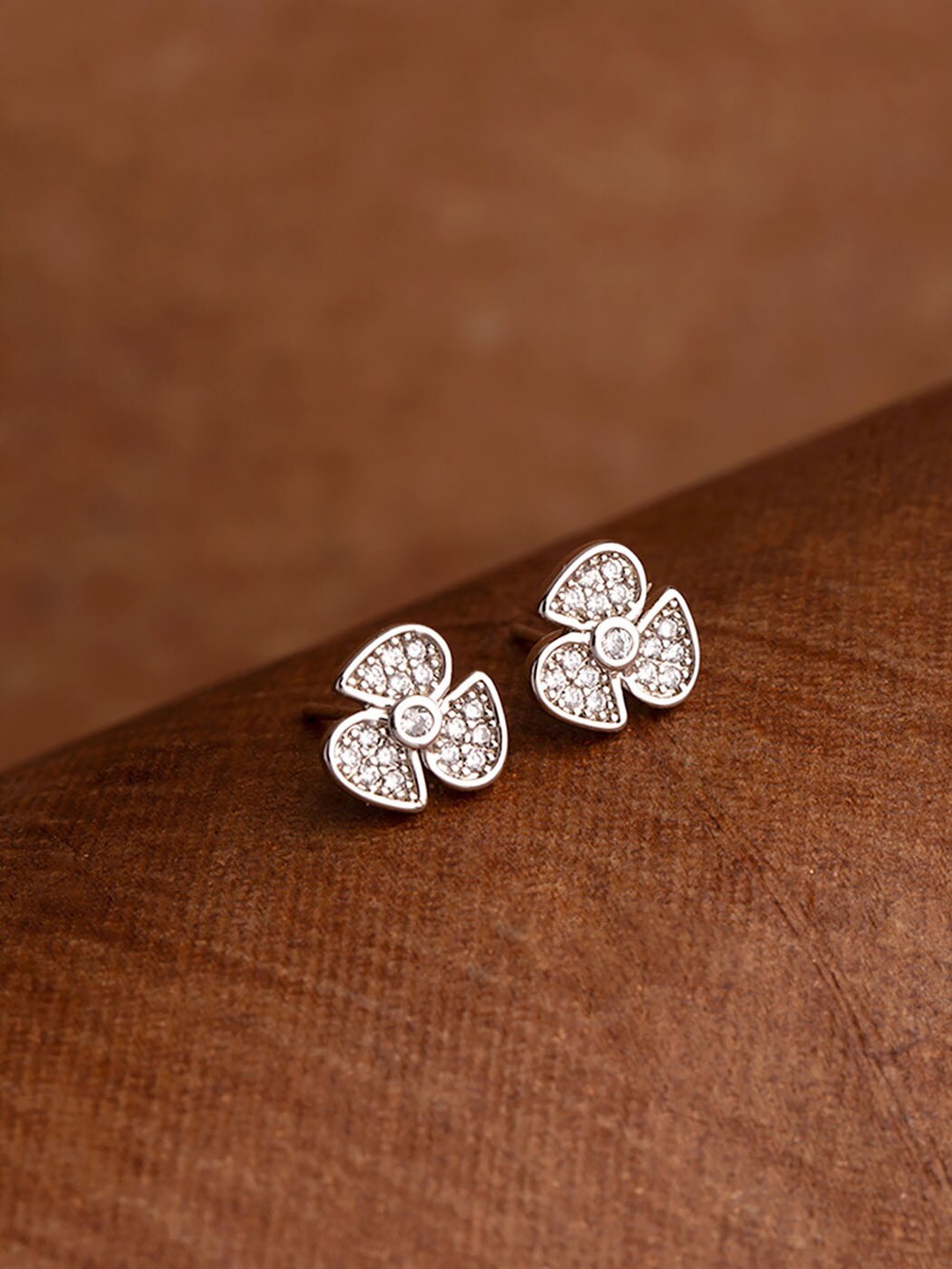 

Voylla Silver-Toned Contemporary Studs Earrings