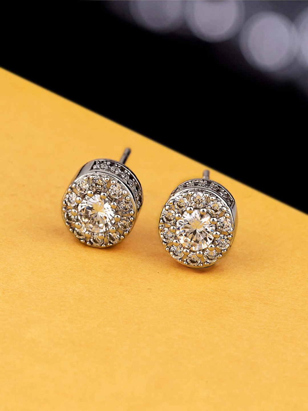 

Voylla Silver-Toned Contemporary Studs Earrings