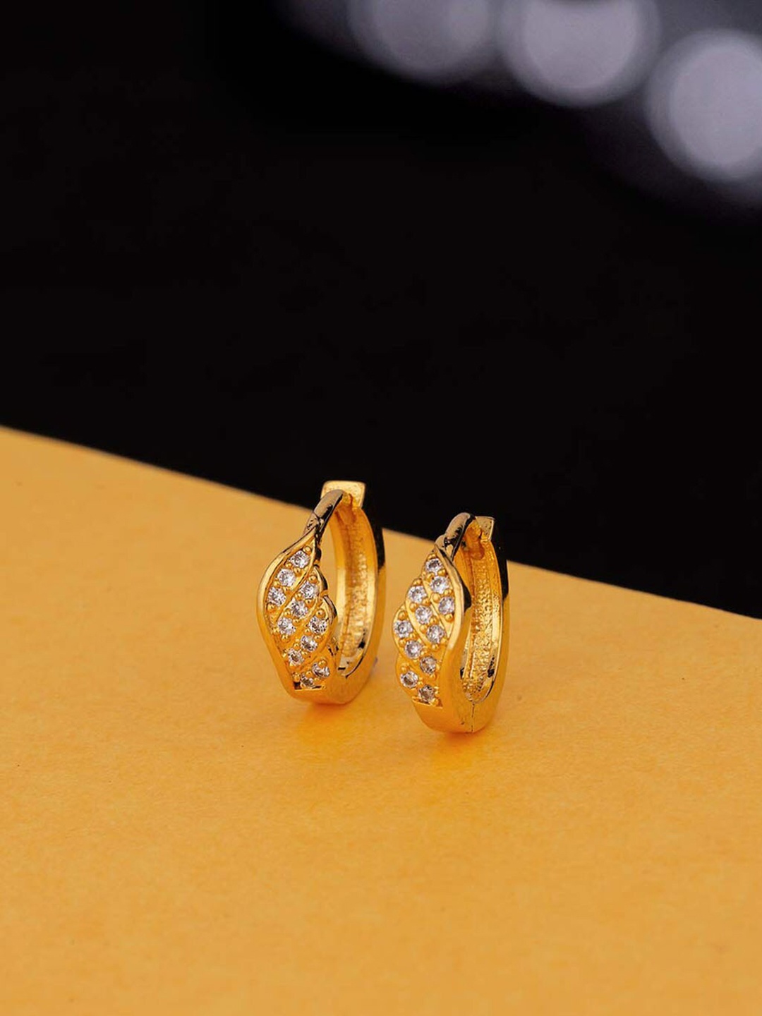 

Voylla Gold-Toned Contemporary Gems Adorned Stud Style Earrings