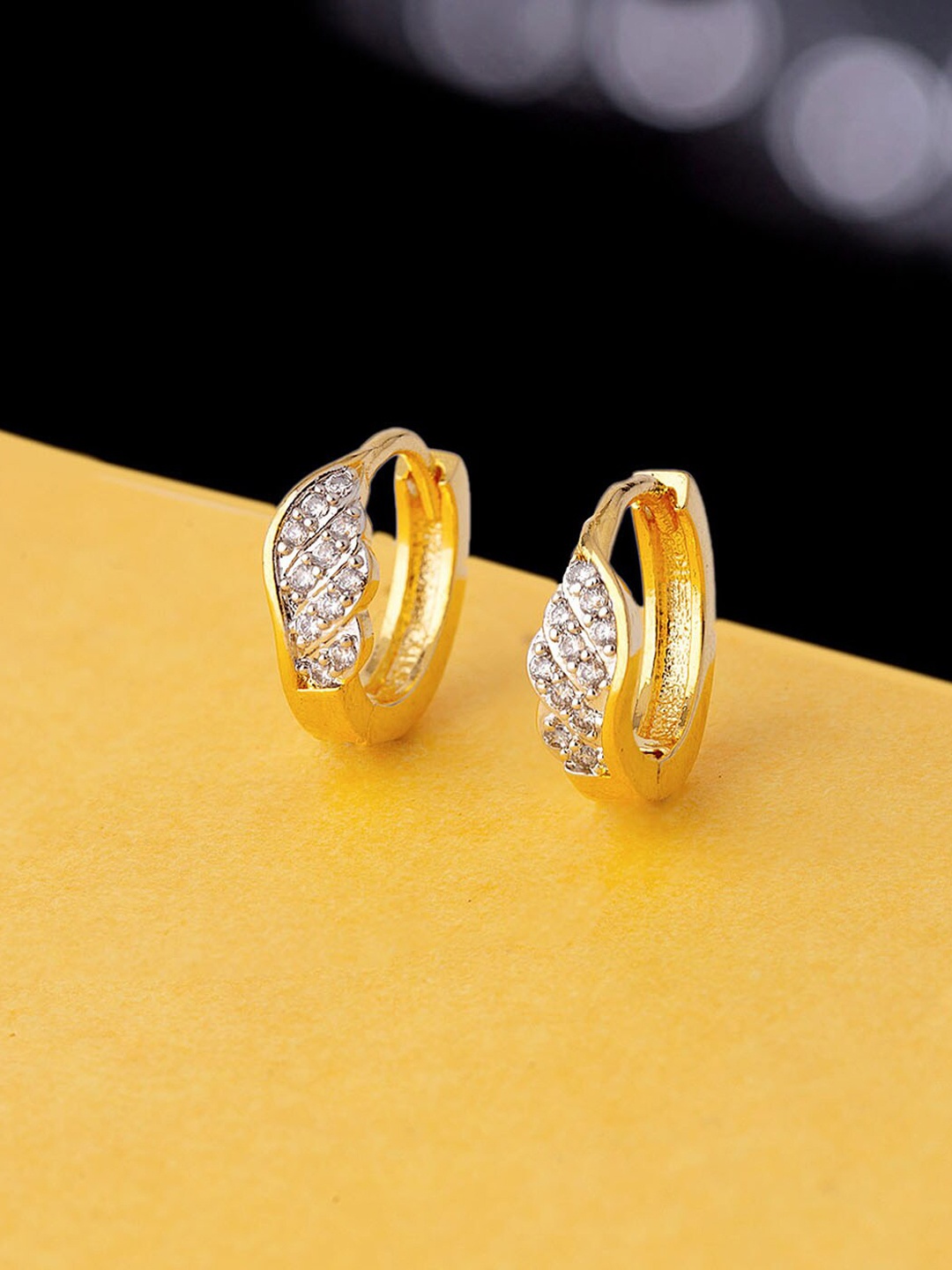 

Voylla Gold-Toned Contemporary CZ Stud Earrings