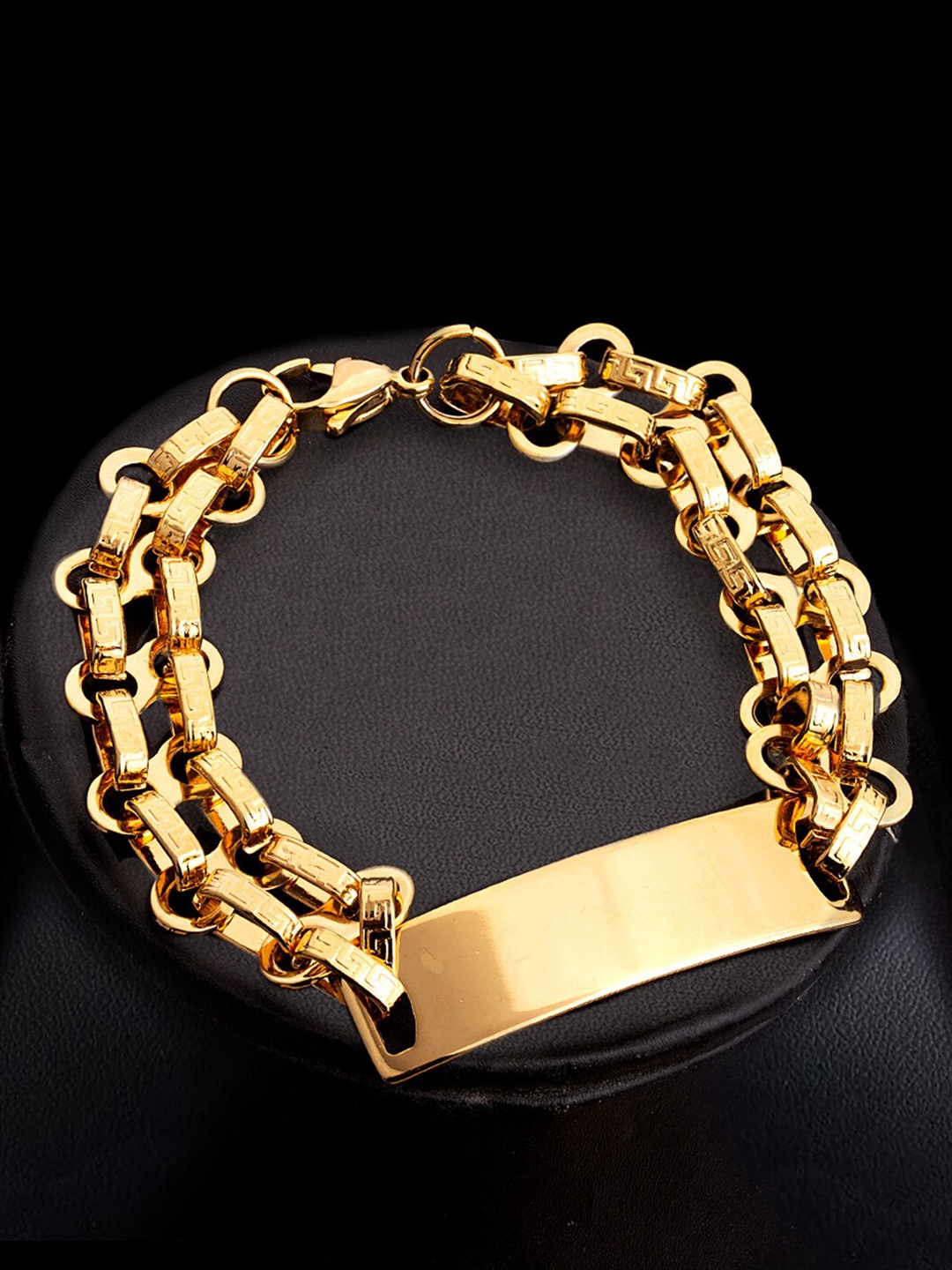 

Dare by Voylla Men Gold Steel Links Gold Toned Statement Bracelet