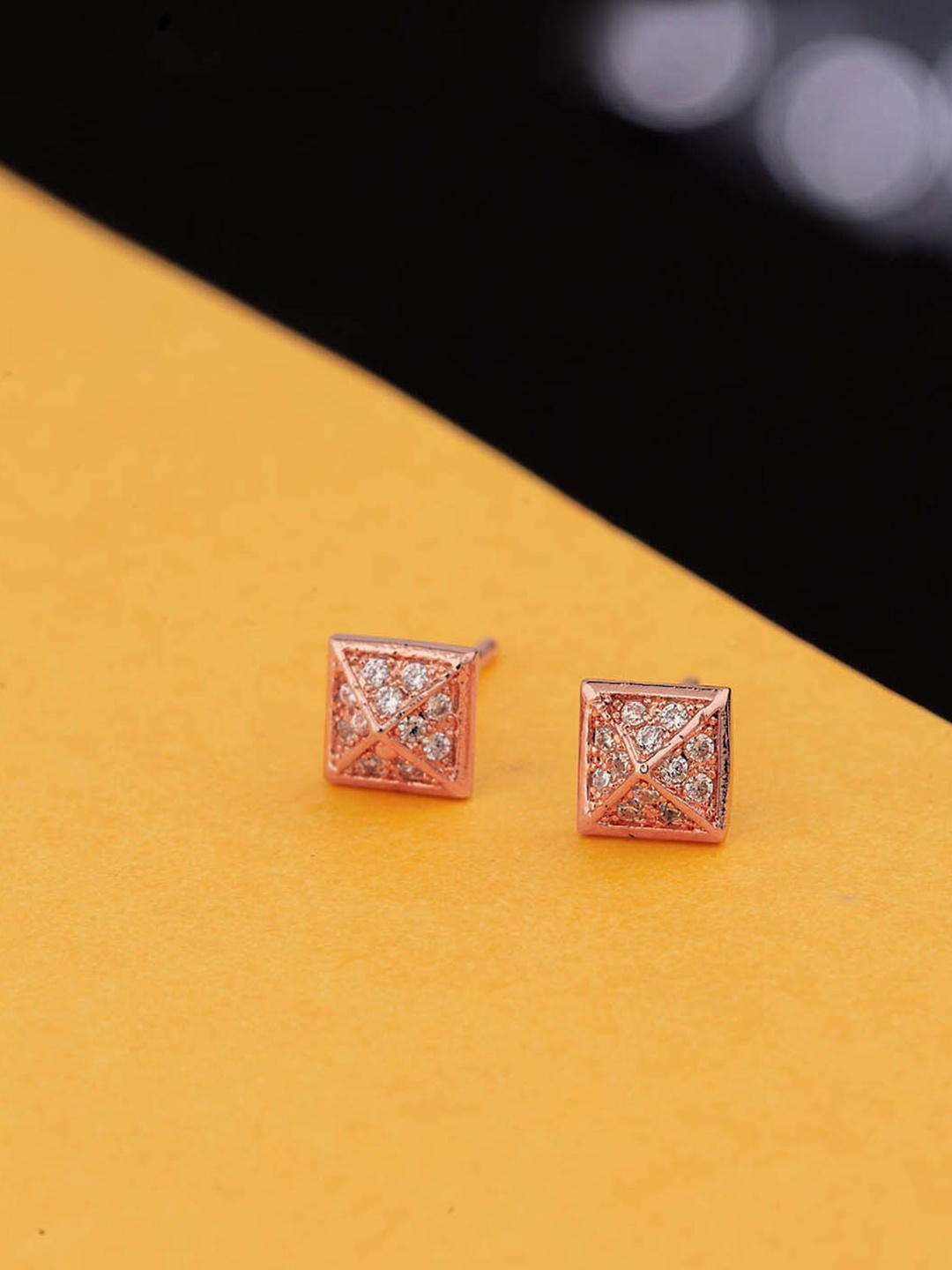 

Voylla Gold-Toned Contemporary CZ Studs Earrings