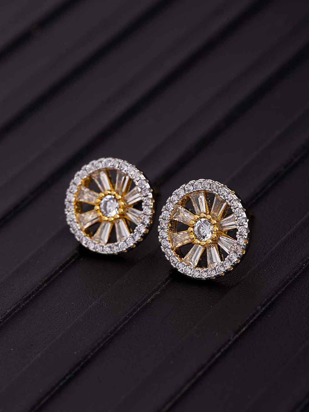 

Voylla Womens Gold-Toned & White Contemporary Studs Earrings