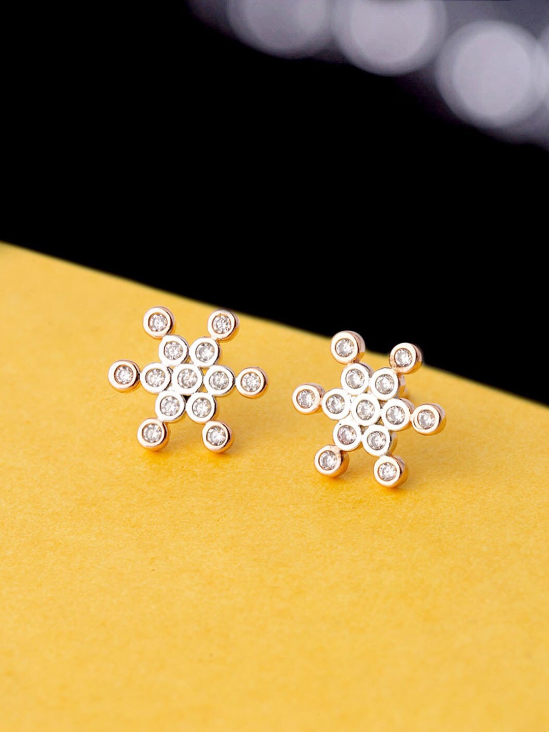 

Voylla Womens Gold-Toned & White Contemporary Studs Earrings