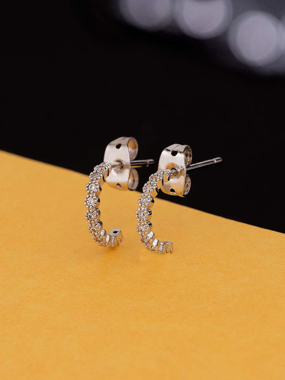 

Voylla Womens Silver-Toned Contemporary Studs Earrings