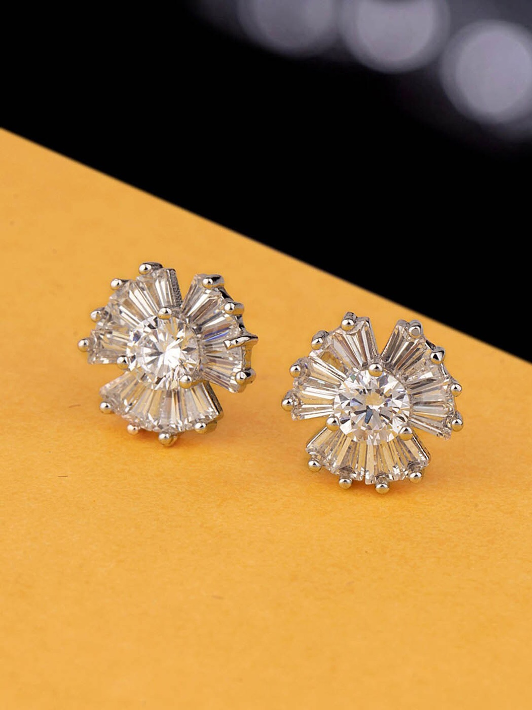 

Voylla Womens Silver-Toned Contemporary Studs Earrings