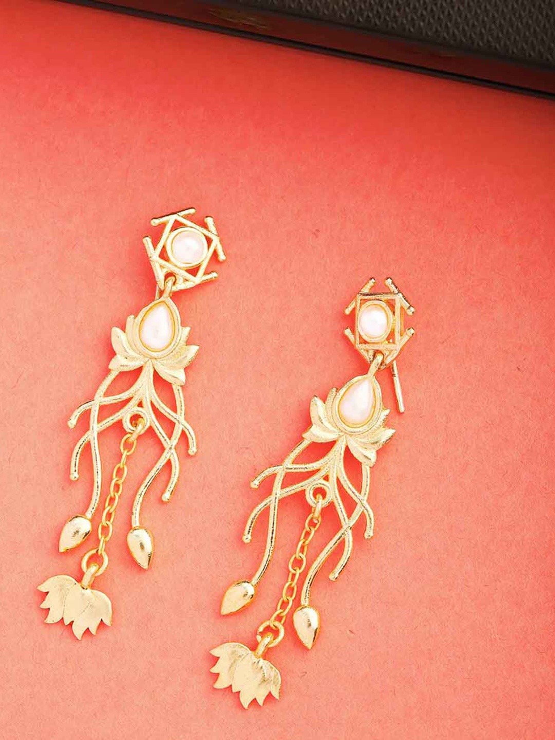 

Voylla Gold-Toned Contemporary Drop Earrings