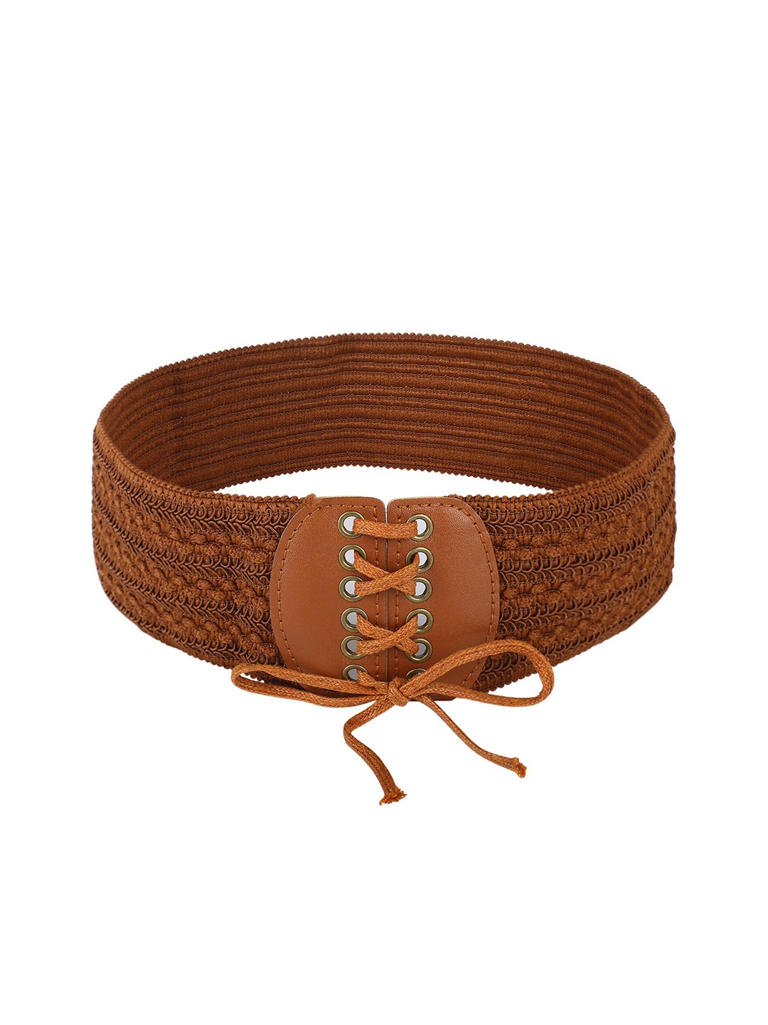 

CRUSSET Women Brown Tie Up Closure Woven Design Belt