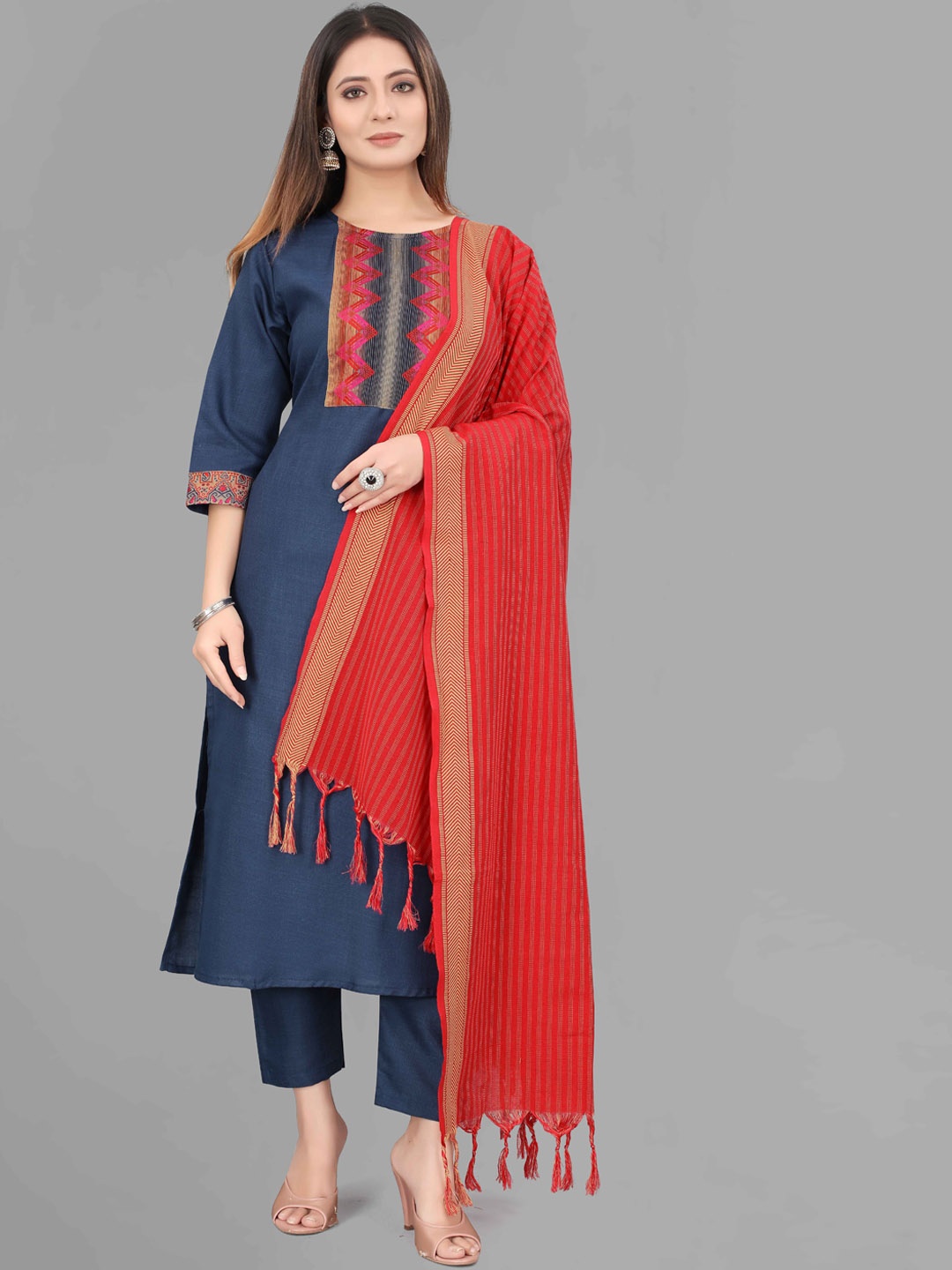 

PRASTHAN Women Blue Yoke Design Kurta Set