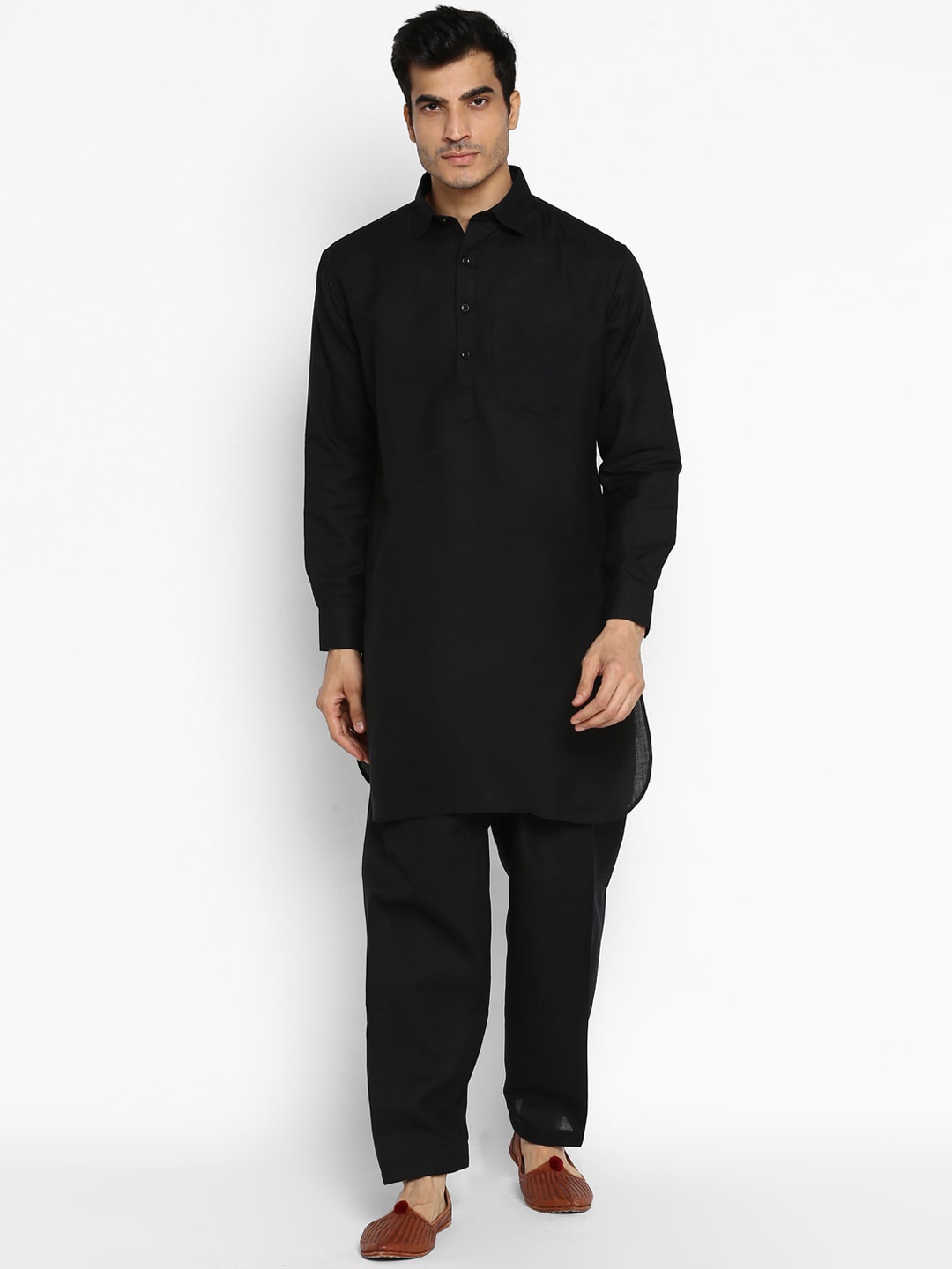 

ROYAL KURTA Men Black Pathani Kurta with Salwar