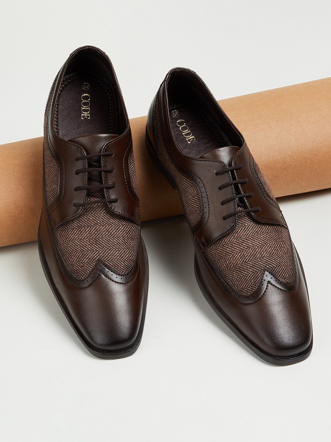

CODE by Lifestyle Men Brown Solid Leather Formal Shoes
