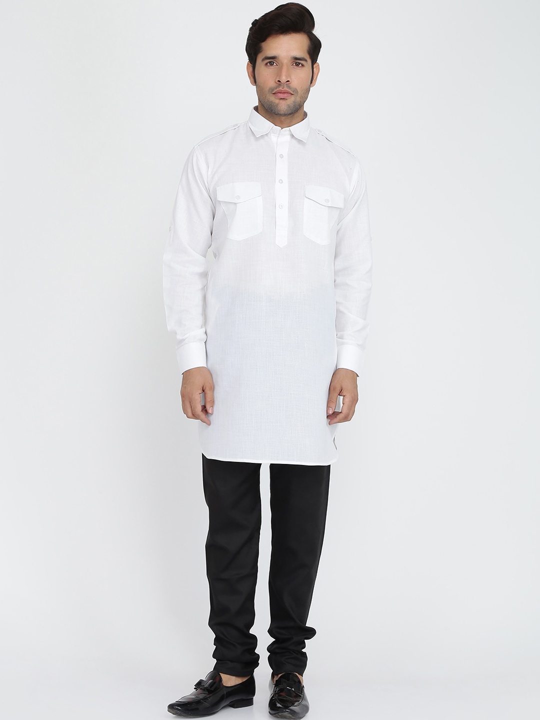 

ROYAL KURTA Men White Pure Cotton Kurta with Churidar