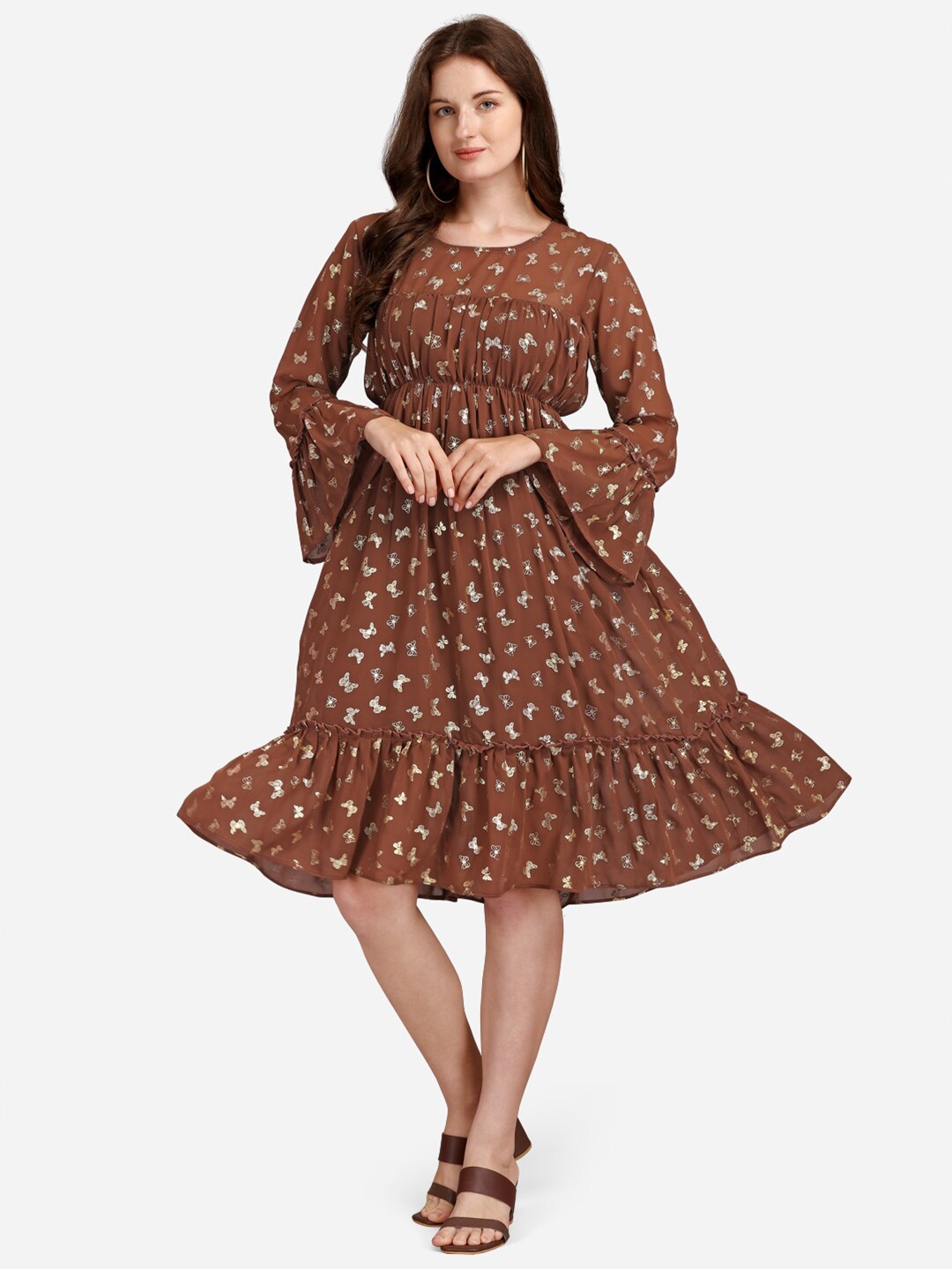 

GUFRINA Brown Georgette Dress