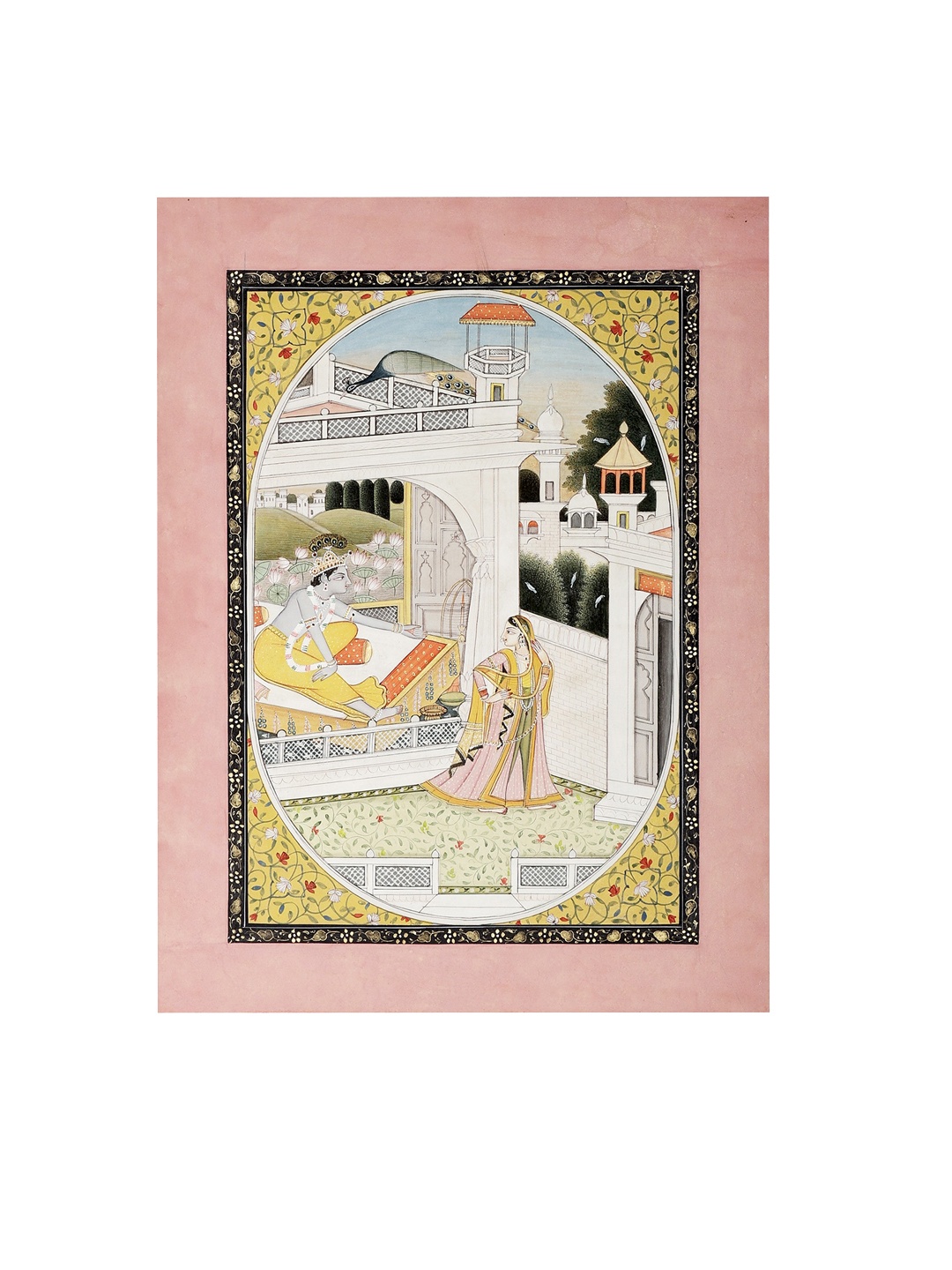 

Exotic India Radha-Krishna, A Brief Lovers' Spat Watercolor Painting, Multi