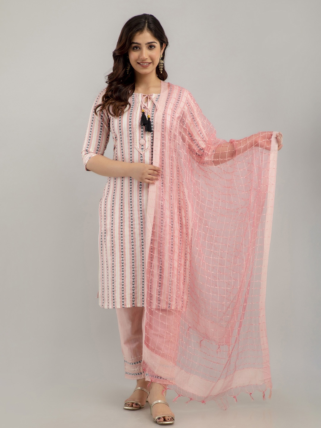 

Charu Women Pink Kurta with Trousers & With Dupatta