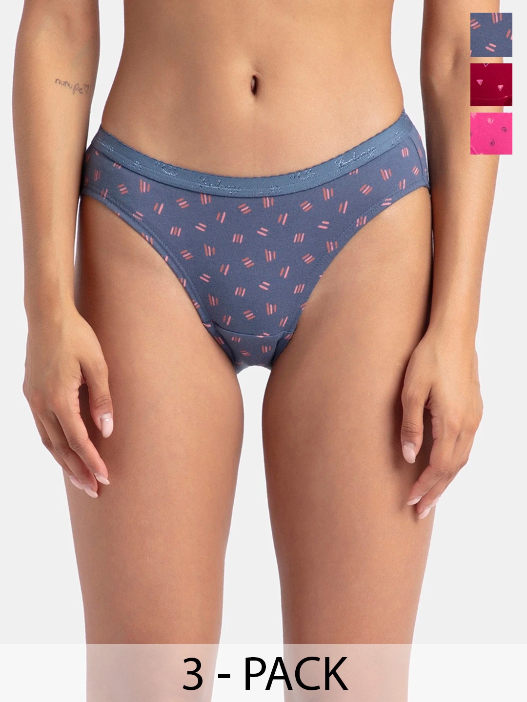 

Jockey Pack of 3 Medium Coverage Super Combed Cotton StayFresh Bikini-1525, Assorted