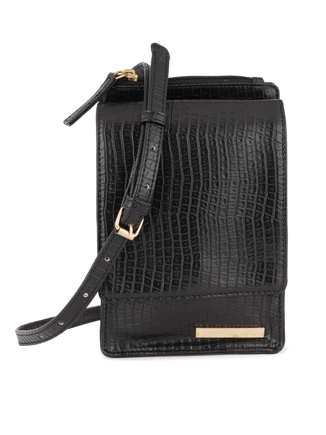 

Lapis O Lupo Black Structured Sling Bag with Fringed