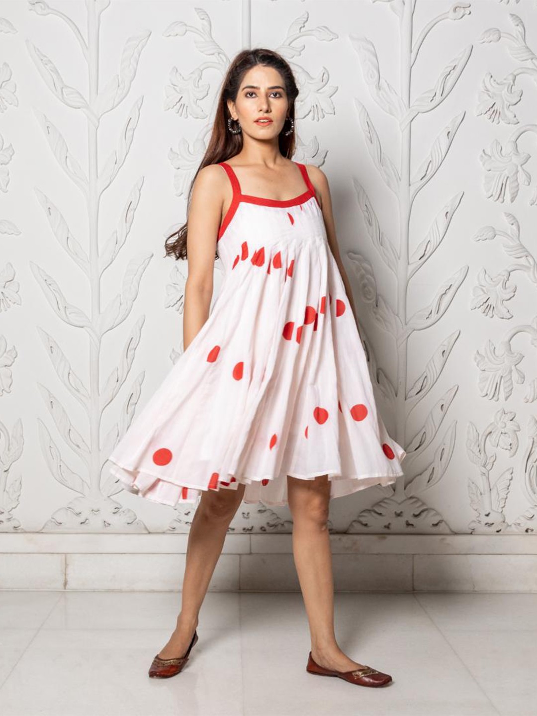 

Baisacrafts Women White Polka Dots Dress