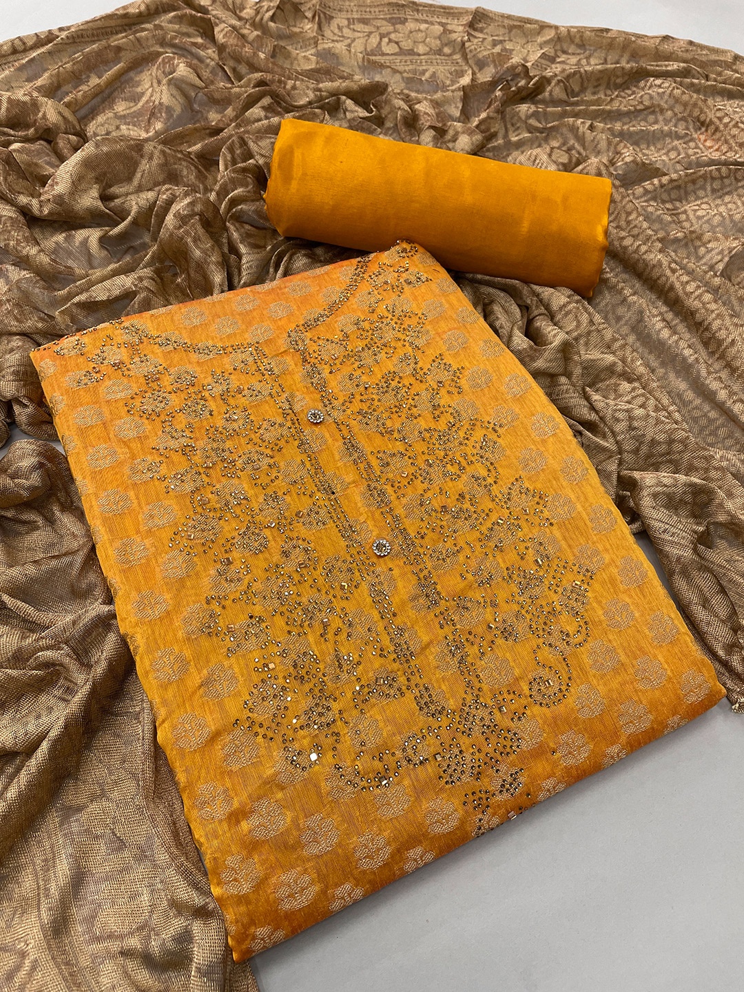 

JATRIQQ Women Yellow Dress Material