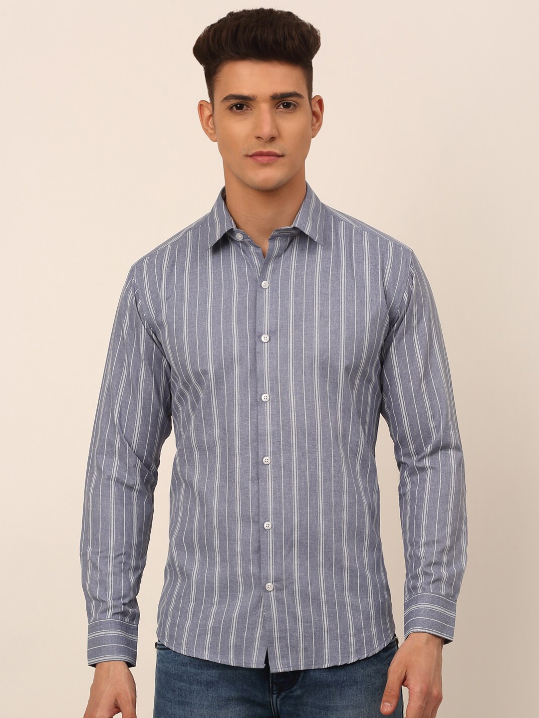 

JAINISH Men Grey Classic Striped Casual Shirt