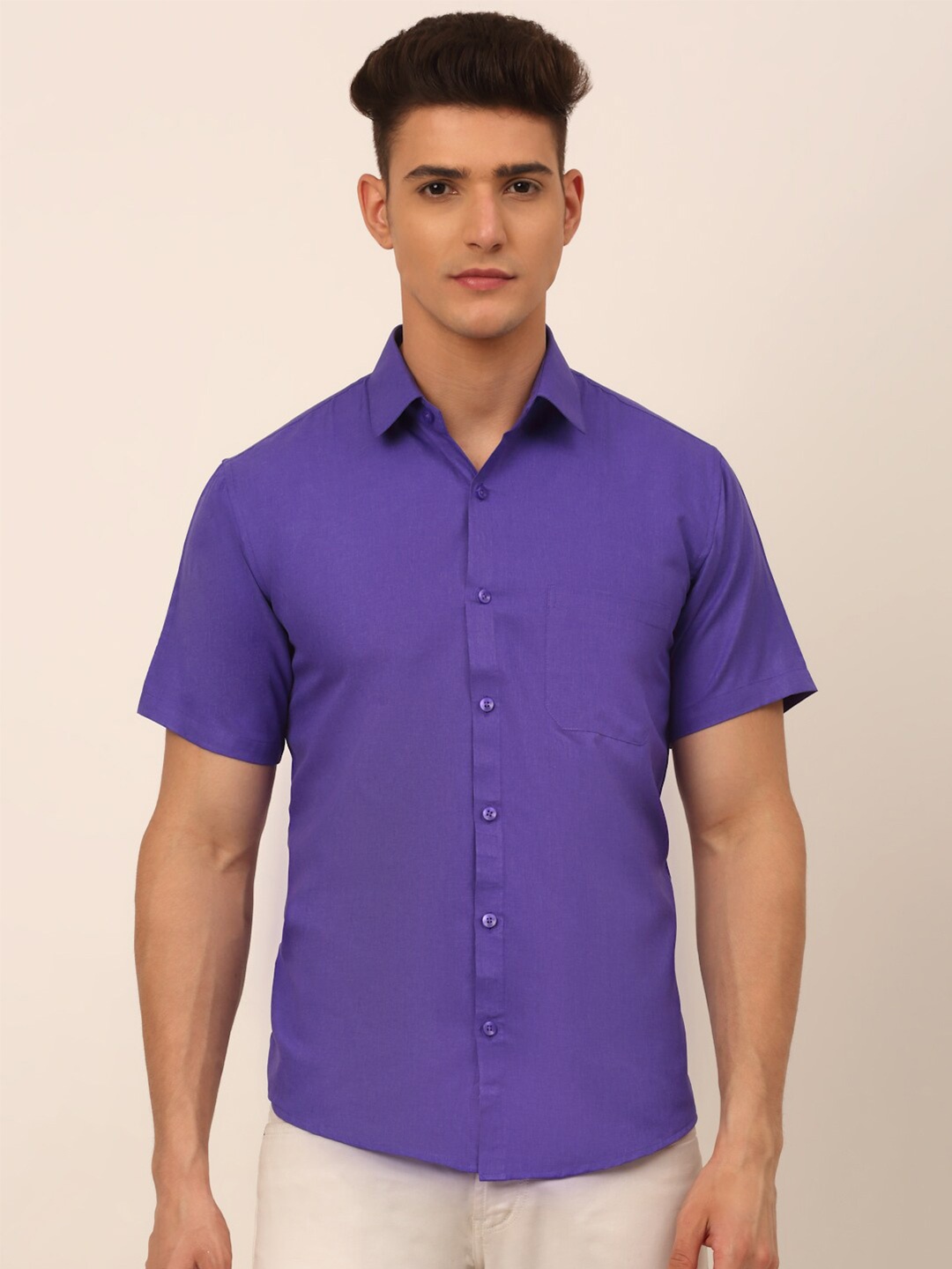 

JAINISH Men Purple Pure Cotton Classic Casual Shirt