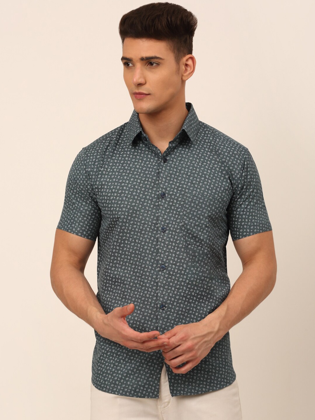 

JAINISH Men Grey Classic Printed Casual Shirt