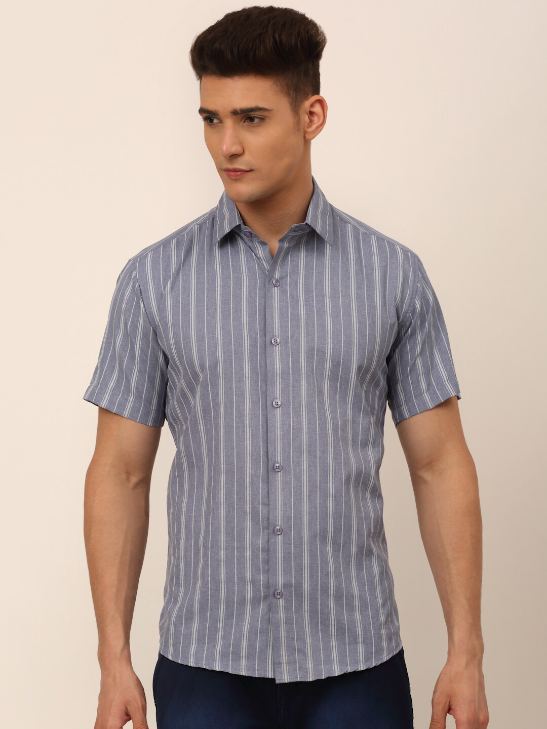 

JAINISH Men Grey Classic Striped Casual Shirt
