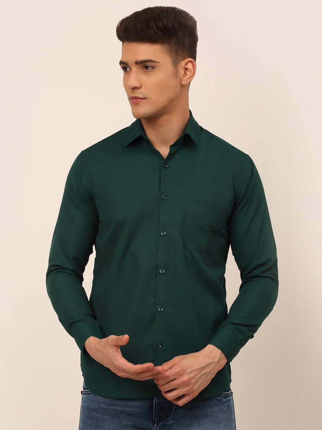 

JAINISH Men Green Classic Casual Shirt