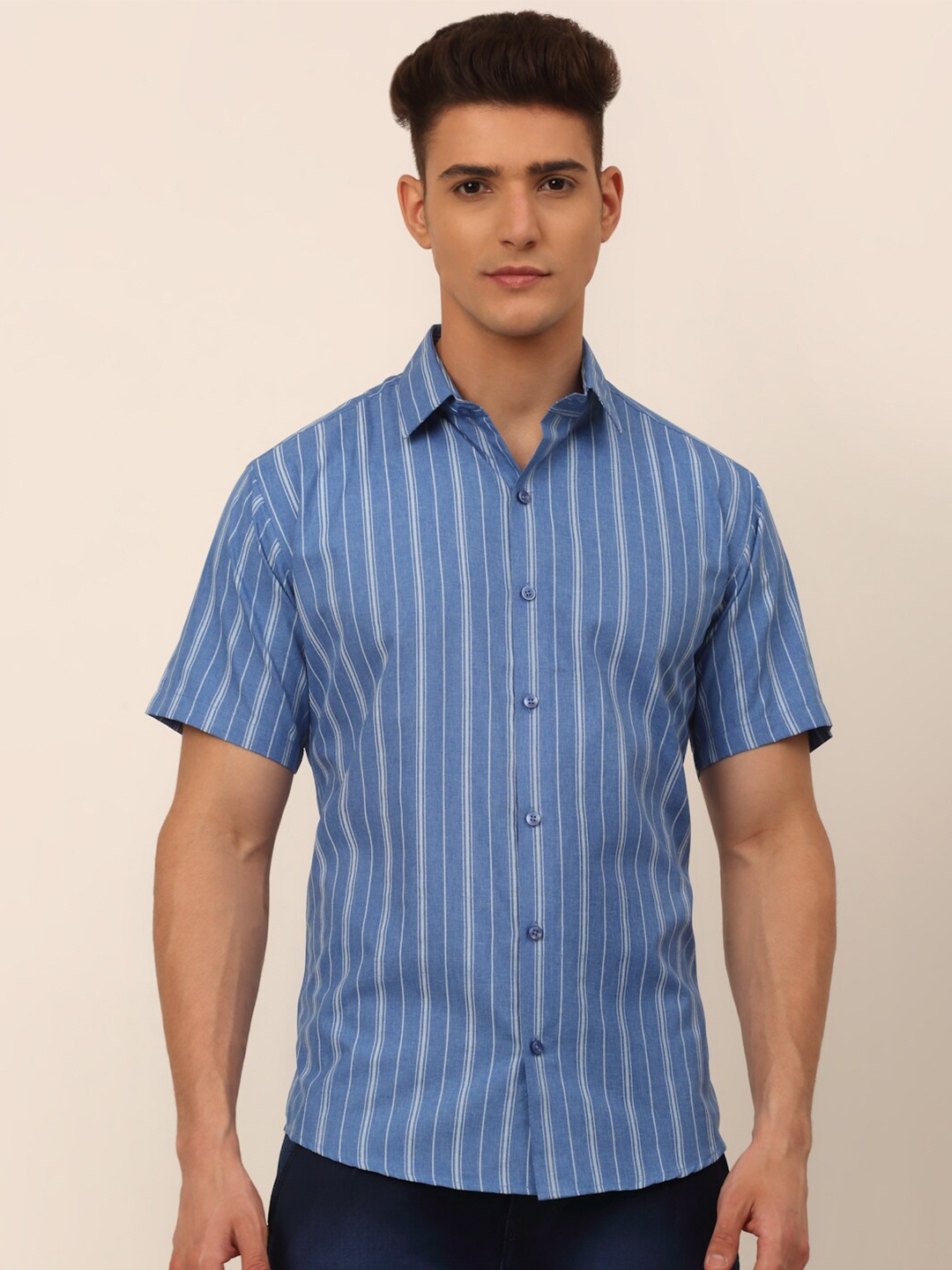 

JAINISH Men Blue Classic Striped Casual Shirt