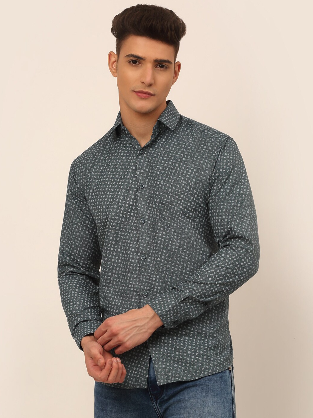 

JAINISH Men Grey Classic Printed Casual Shirt