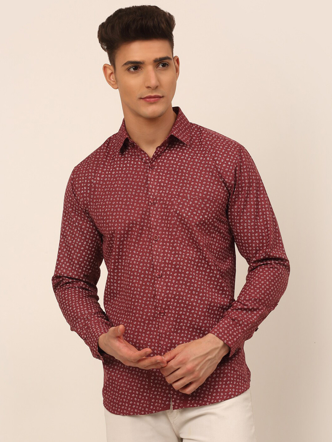 

JAINISH Men Maroon Classic Printed Casual Shirt