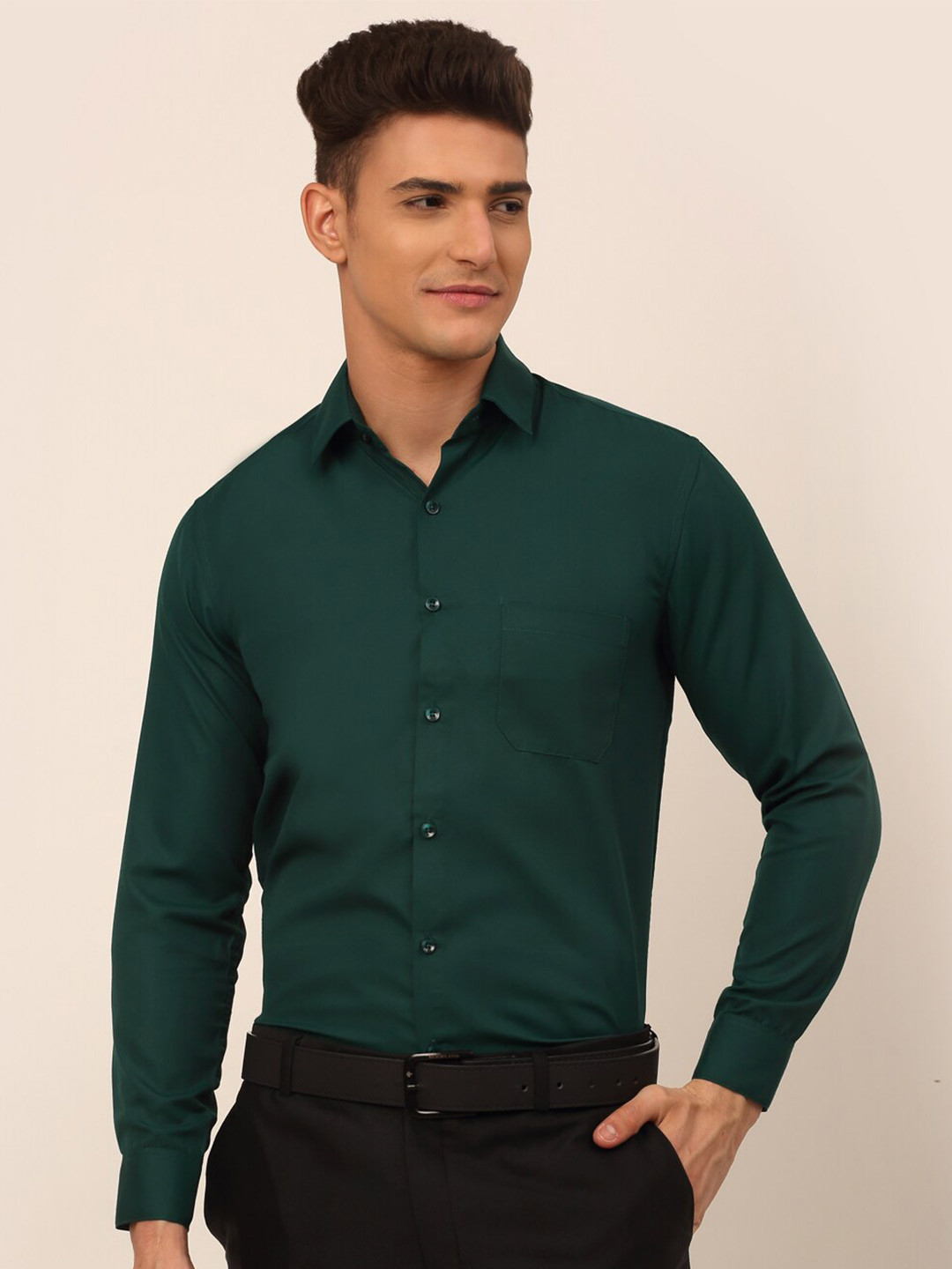 

JAINISH Men Green Classic Formal Shirt