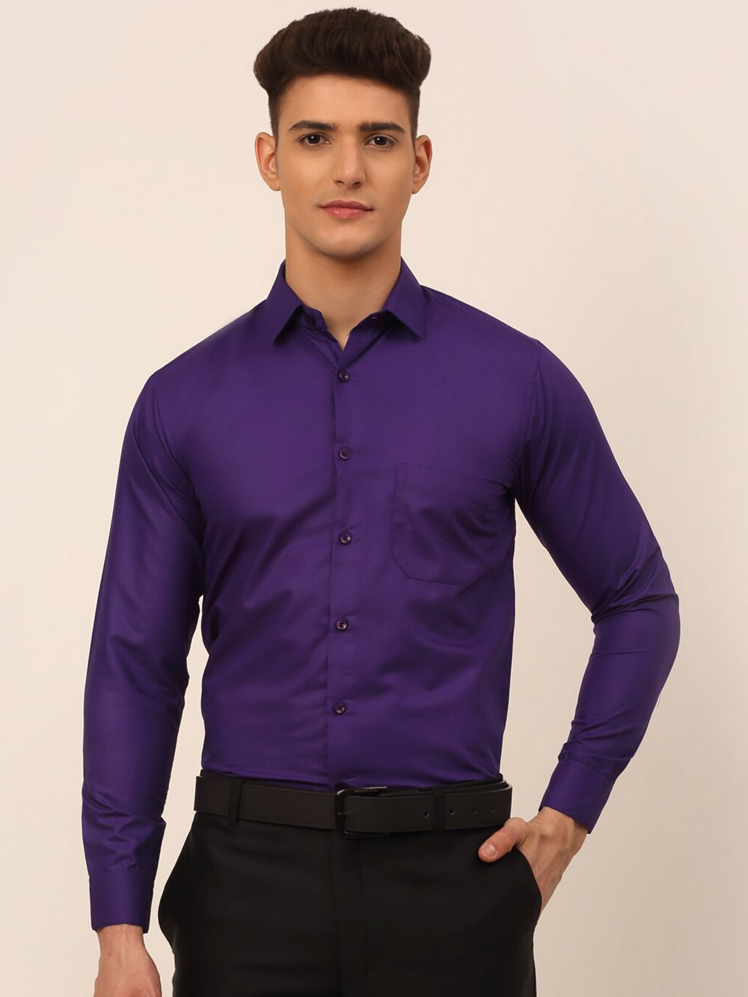 

JAINISH Men Purple Solid Classic Formal Shirt