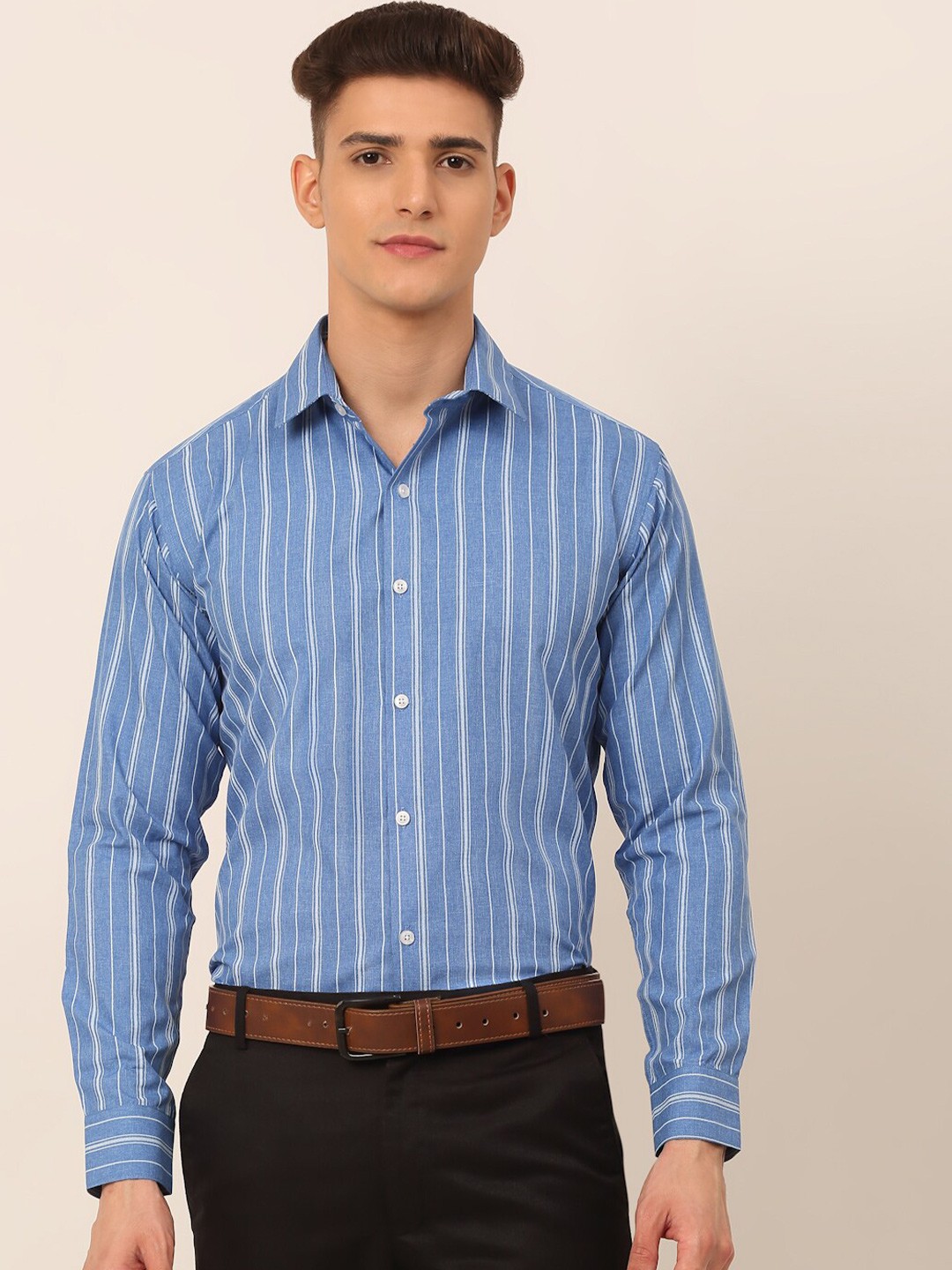 

JAINISH Men Blue Classic Striped Formal Shirt