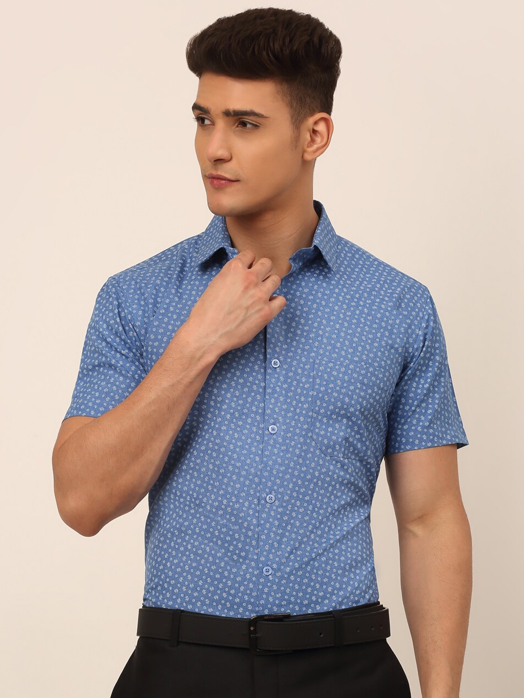 JAINISH Men Blue Classic Printed Formal Shirt