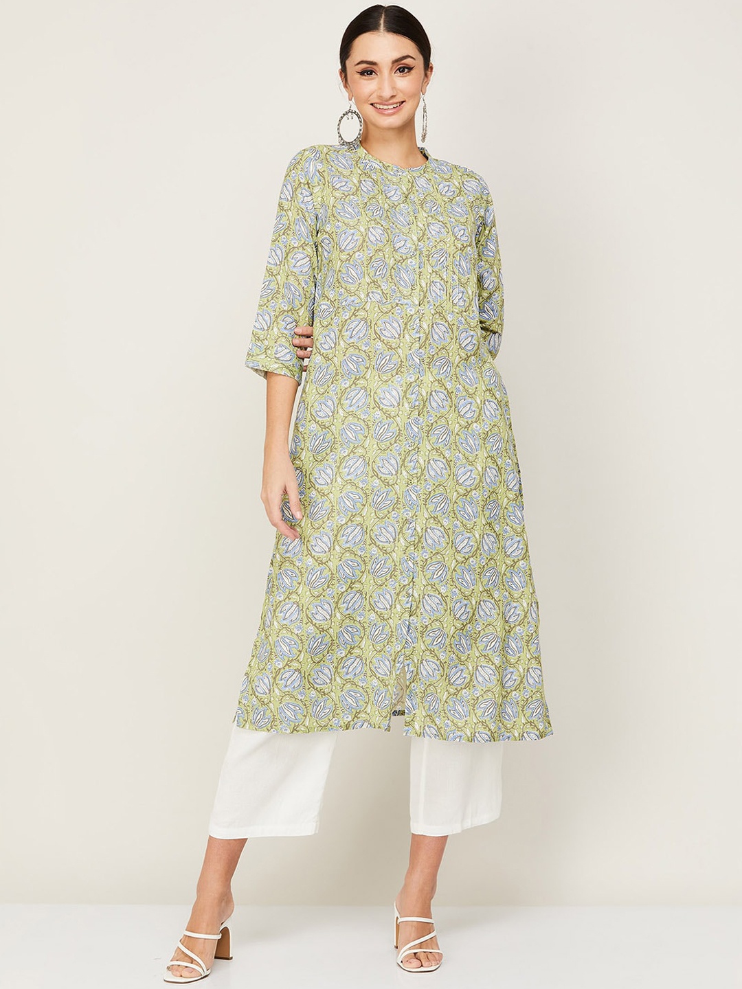 

Melange by Lifestyle Women Green Geometric Printed Kurta