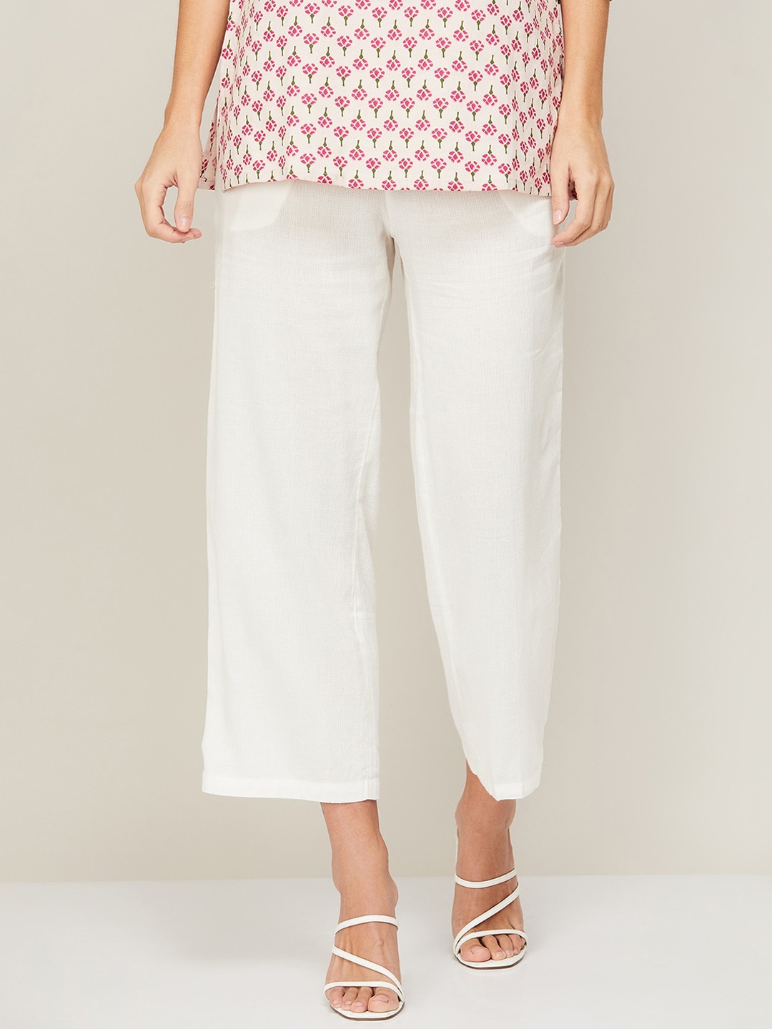 

Melange by Lifestyle Women White Cotton Culottes Trousers