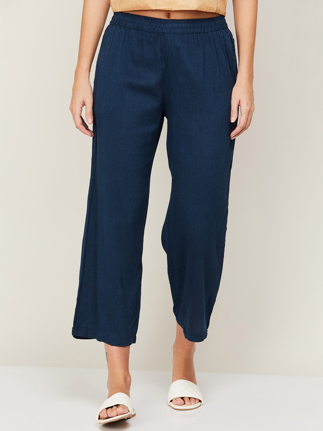

Melange by Lifestyle Women Navy Blue Cotton Culottes Trousers