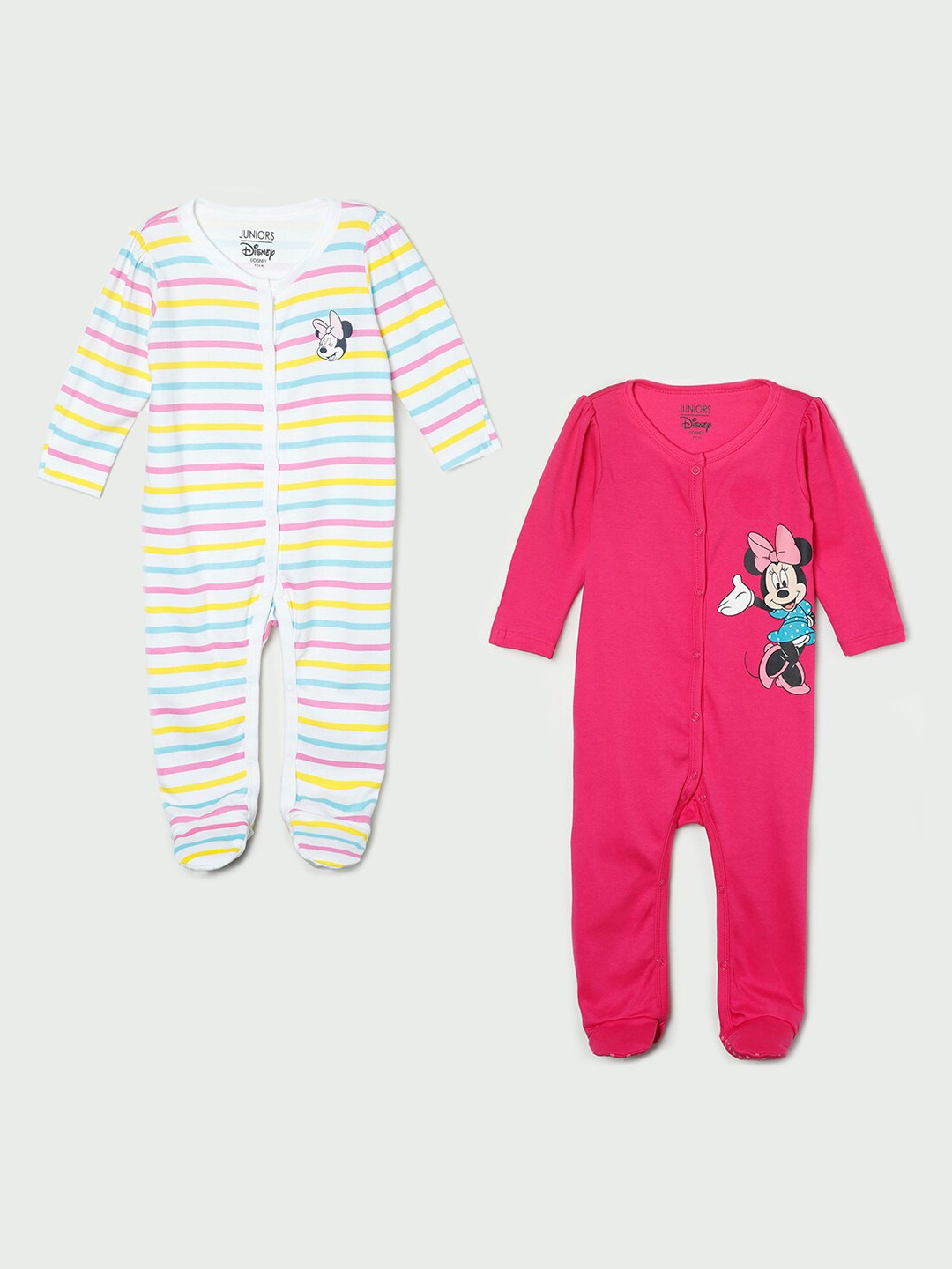 

Juniors by Lifestyle Girls Pack of 2 Assorted Minnie Mouse Cotton Striped Bodysuit