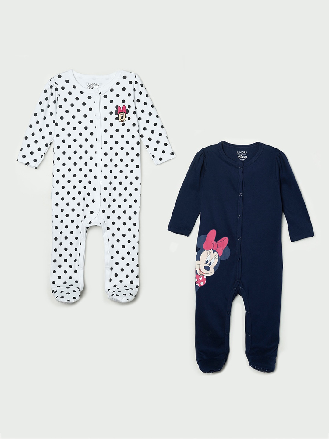 

Juniors by Lifestyle Girls Minnie Mouse Pack of 2 Cotton Sleepsuit, White