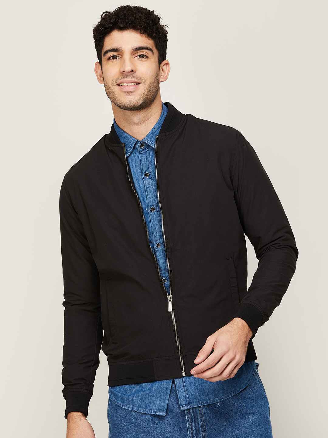

Bossini Men Black Washed Lightweight Tailored Jacket