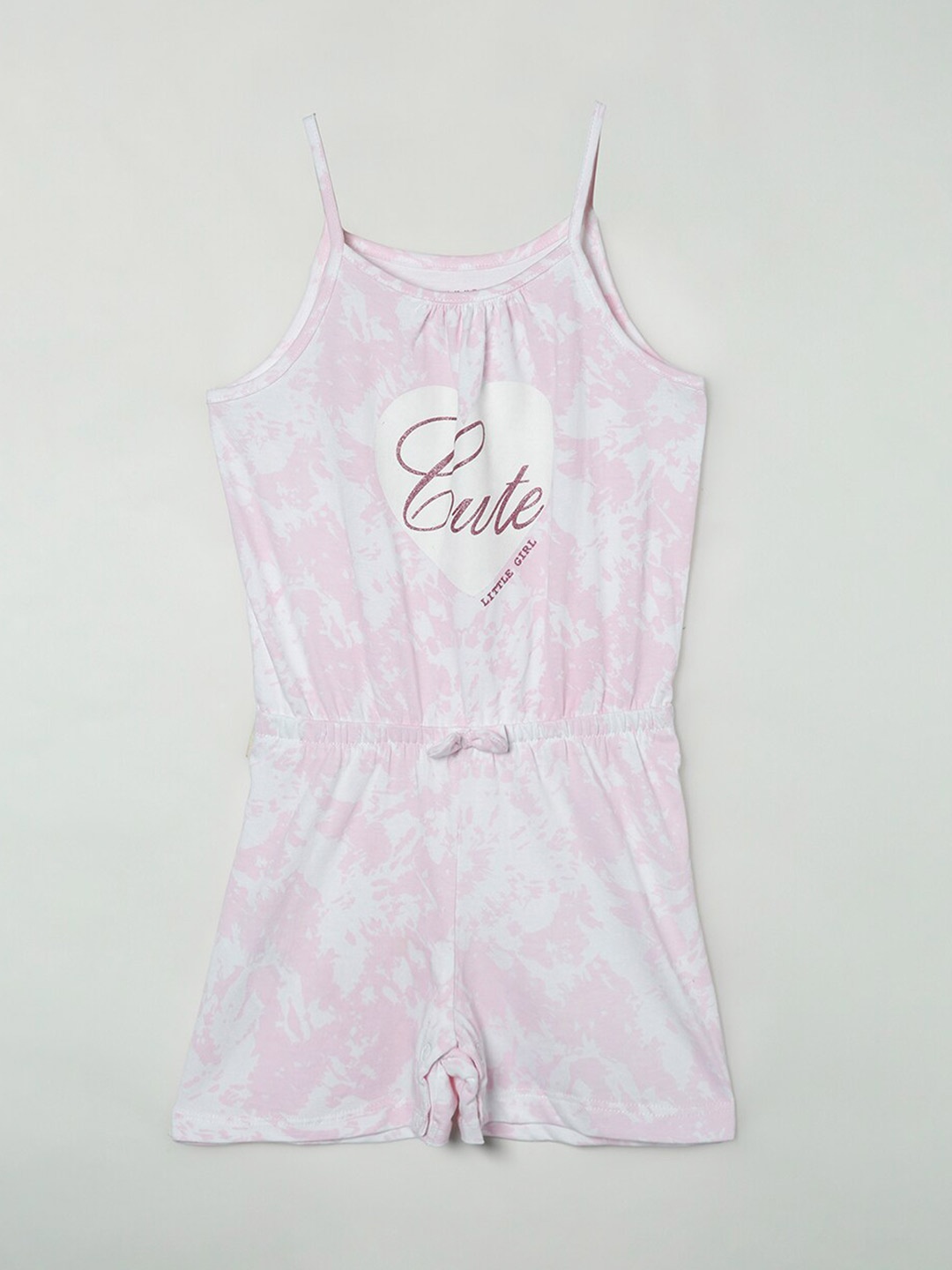 

Juniors by Lifestyle Girls Pink & White Printed Basic Jumpsuit