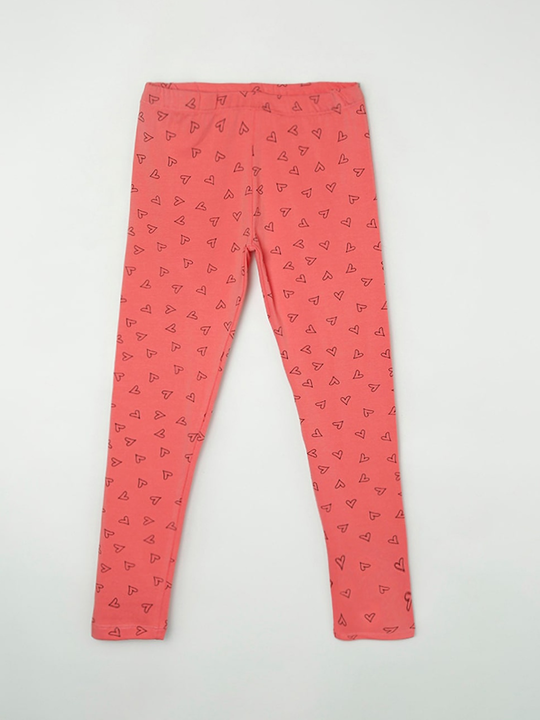

Fame Forever by Lifestyle Girls Coral Pink Printed Ankle-Length Cotton Leggings
