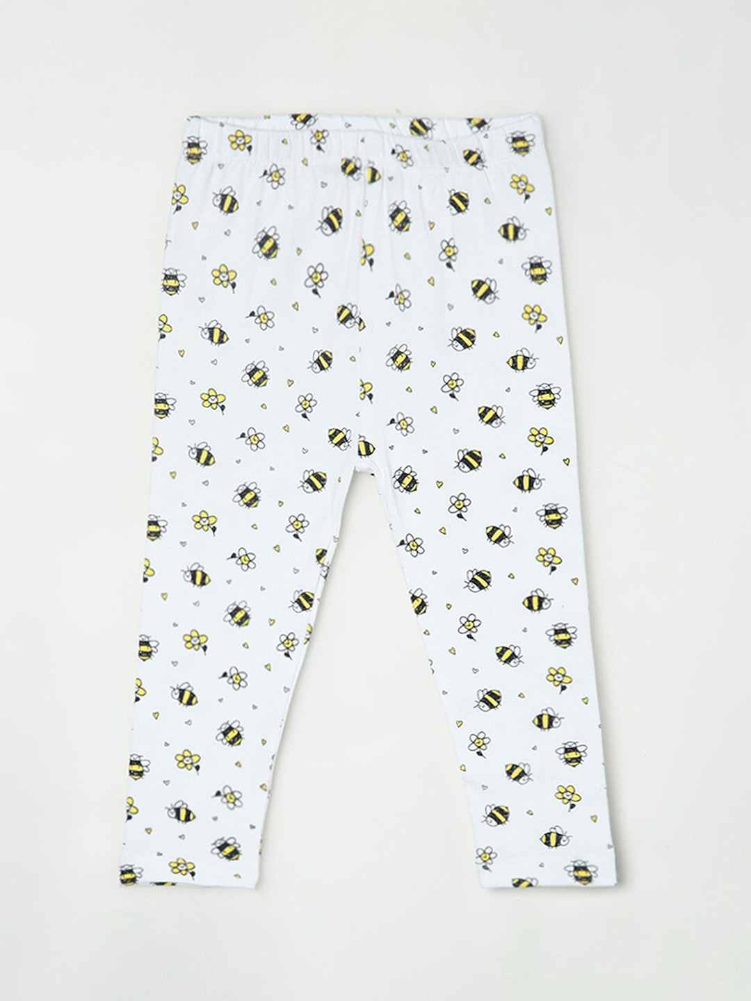 

Juniors by Lifestyle Girls White Printed Cotton Ankle-Length Leggings