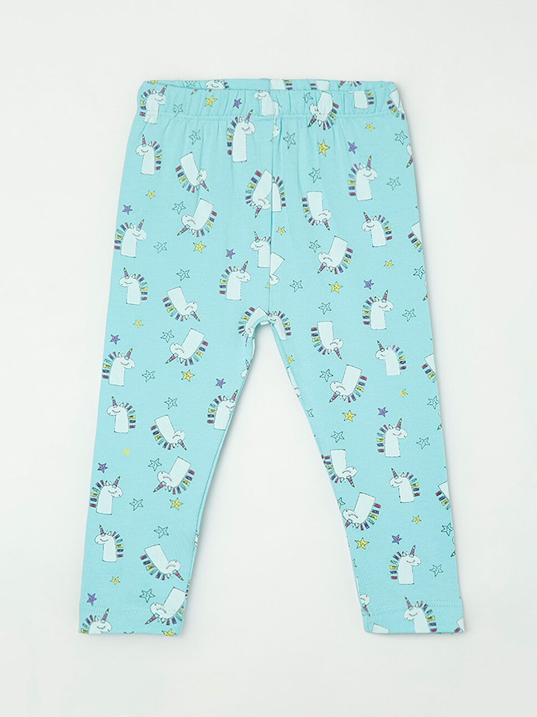 

Juniors by Lifestyle Girls Mint Green Printed Cotton Ankle-Length Leggings